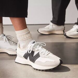 New Balance 327 Cream and Black Athletic Shoes